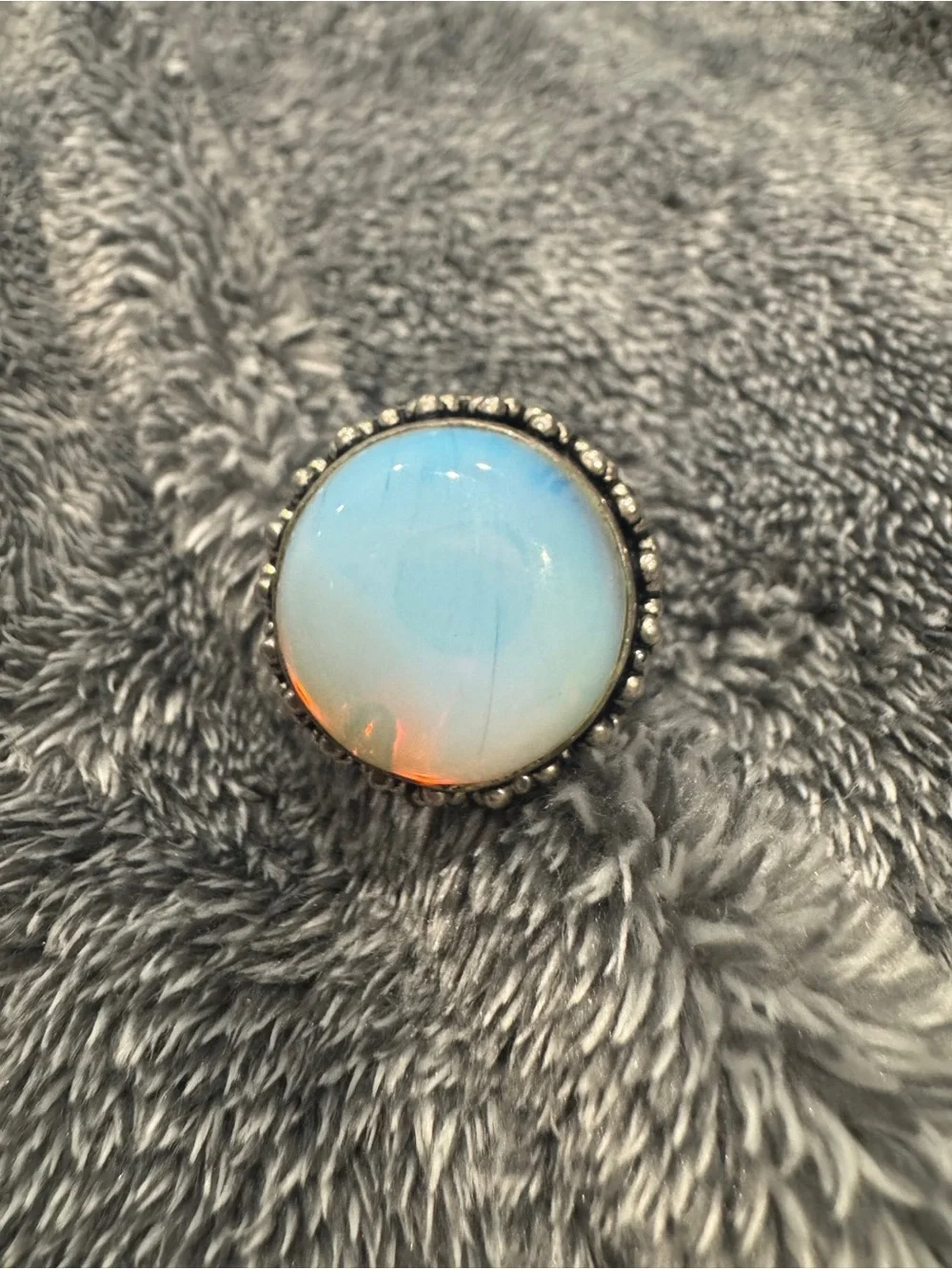 Opal-Effect Statement Ring in Opalescent Blue